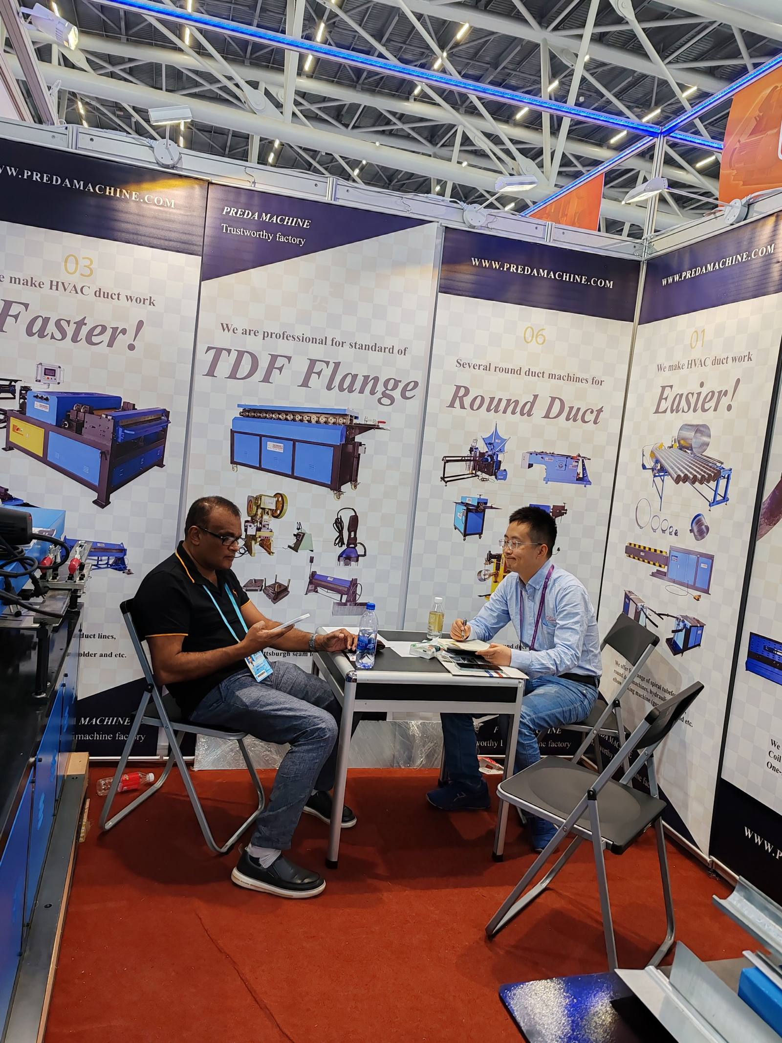 Preda Machine booth at Canton Fair 2024 with international client consultation